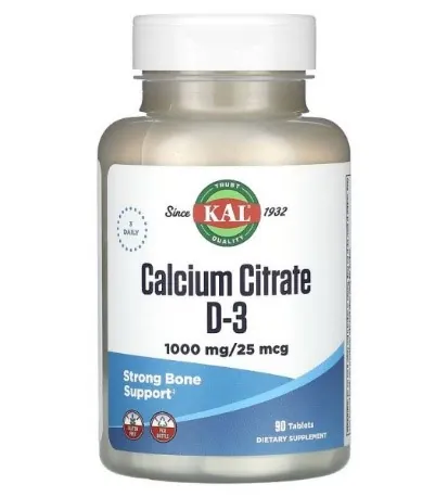 Цитрат кальцію + Д3 KAL Calcium Citrate + D3 1000 мг/25 мкг, 90 таблеток