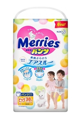 Підгузки-трусики Merries, розмір XL, 12-22 кг, 38 шт