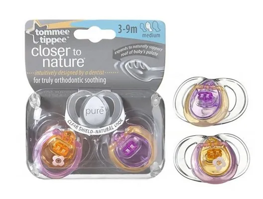 Пустушка ортодонтична Tommee Tippee прозора, від 3 до 9 місяців, 2 шт