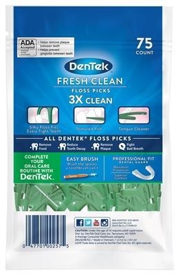 Флосс-зубочистки DenTek Fresh Clean Освежающая очистка, 75 штук