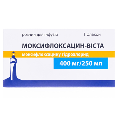 Моксифлоксацин-Виста раствор д/инф. 400 мг/250 мл по 250 мл во флак.