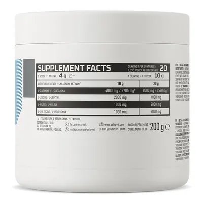 Амінокислоти OstroVit BCAA + Glutamine полуниця-ягода, 200 г