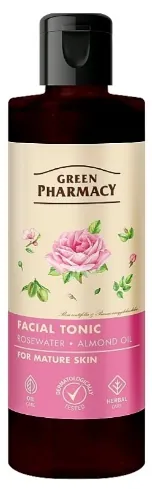 Тонік для обличчя Green Pharmacy Трояндова вода і мигдаль для зрілої шкіри, 200 мл