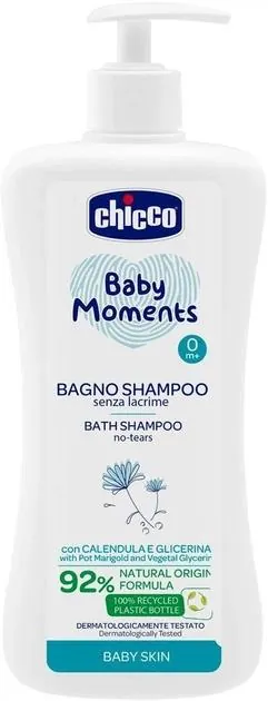 Шампунь для тіла та волосся дитячий Chicco Baby Moments Без сліз з екстрактом календули (10592.00), 750 мл
