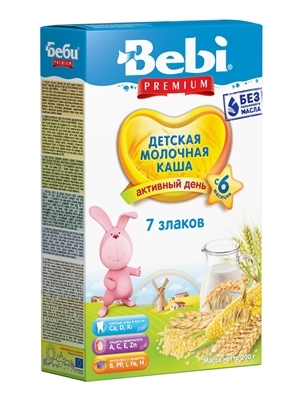 Каша молочная Bebi Premium 7 злаков, с 6 месяцев, 200 г