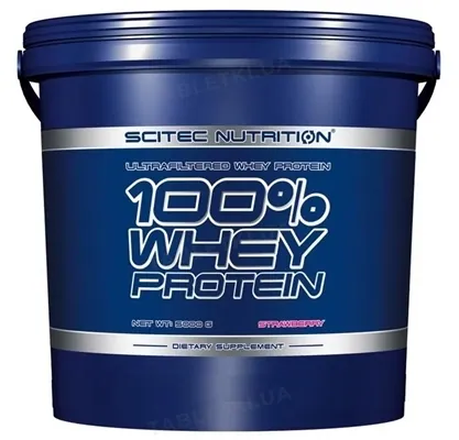 Протеїн сироватковий концентрат Scitec Nutrition 100% Whey Protein полуниця, 5000 г