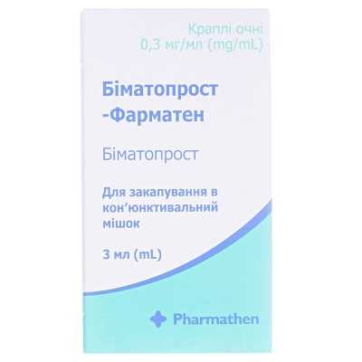 Биматопрост-Фарматен капли глаз. 0.3 мг/мл по 3 мл во флак.-кап.