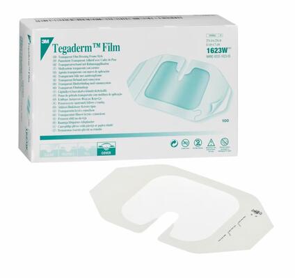 Повязка пленочная Tegaderm Film 1623W для фиксации катетеров, с вырезом, 6 см х 7 см, 1 штука