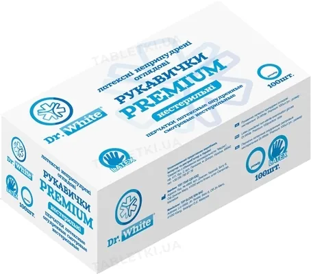 Рукавички оглядові Dr.White Premium латексні без пудри, розмір S, нестерильні, 1 пара