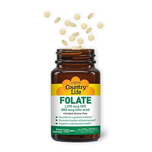 Фолиевая кислота Country Life Folic Acid 800 мкг, 100 таблеток