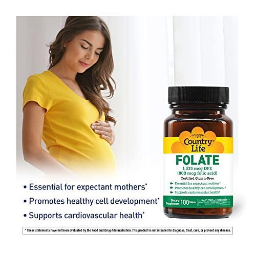 Фолиевая кислота Country Life Folic Acid 800 мкг, 100 таблеток