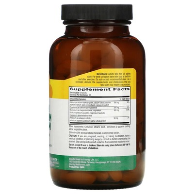Кальций, магний и калий Country Life Target-Mins Calcium Magnesium Potassium, 180 таблеток
