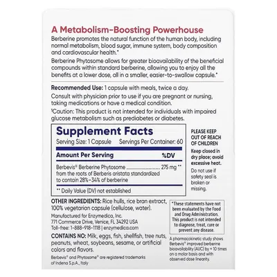 Берберинові фітосоми Enzymedica Berberine Phytosome, 60 капсул