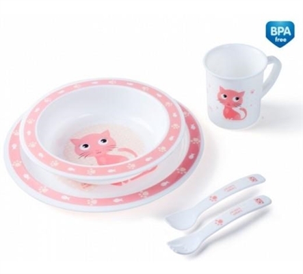 Набор посуды Canpol babies Cute Animals пластиковый столовый, котик, розовый, 4/401_pin