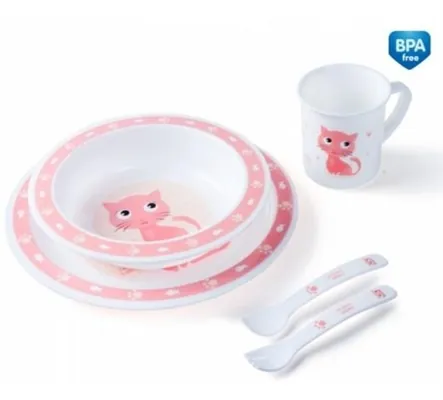 Набір посуду Canpol babies Cute Animals пластиковий столовий, рожевий, котик, 4/401_pin