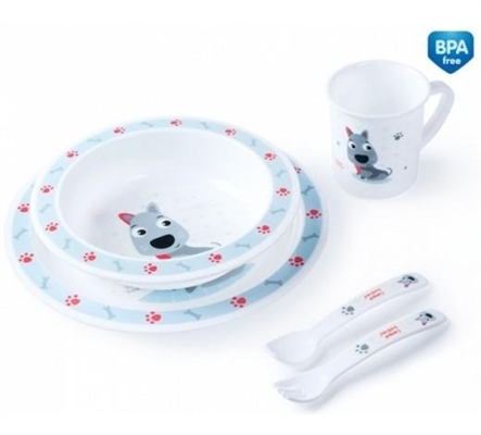 Набор посуды Canpol babies Cute Animals пластиковый столовый, собачка, голубой, 4/401_blu