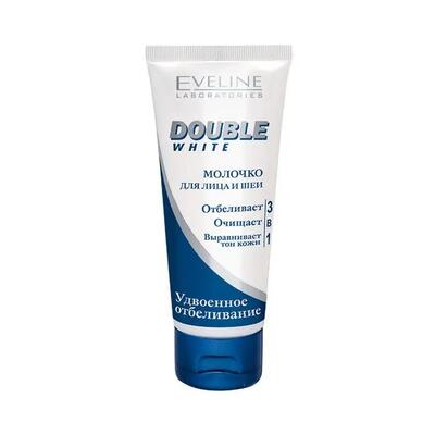 Молочко для демакияжа Eveline Double White 3в1 Двойное отбеливание для лица и шеи, 200 мл