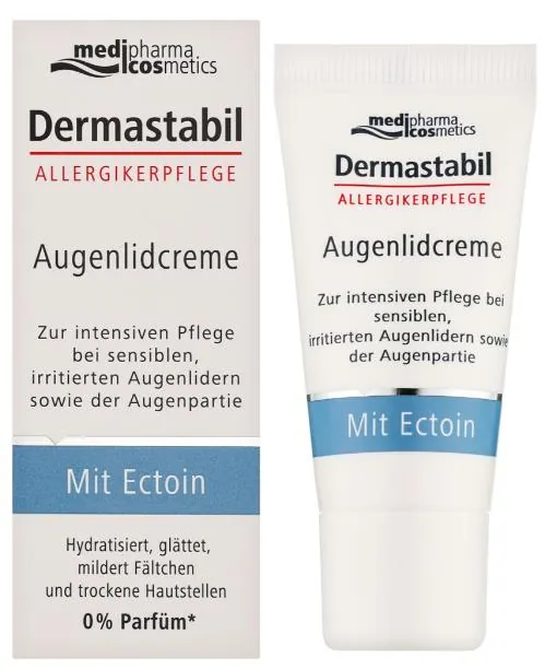 Крем для контуру очей Medipharma Cosmetics Dermastabil з ектоїном для чутливої, подразненої шкіри та схильної до алергії, 15 мл