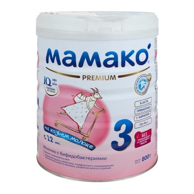 Смесь сухая молочная MAMAKO 3 Premium для детей с 12 месяцев, 800 г