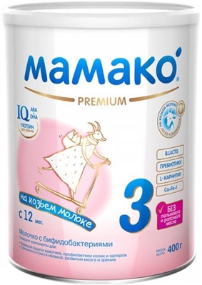 Смесь сухая молочная MAMAKO 3 Premium для детей с 12 месяцев, 400 г