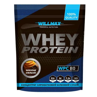 Протеїн сироватковий концентрат Willmax Whey Protein WPC 80, шоколад-апельсин, 920 г