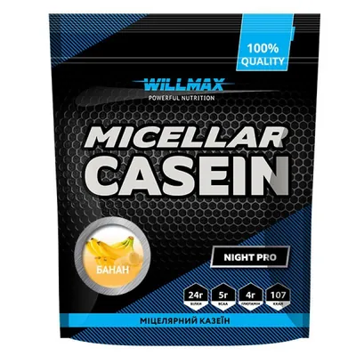 Казеїн міцелярний Willmax Micellar Casein, банан, 900 г