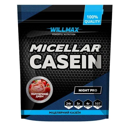 Казеїн міцелярний Willmax Micellar Casein, полуничний джем, 900 г