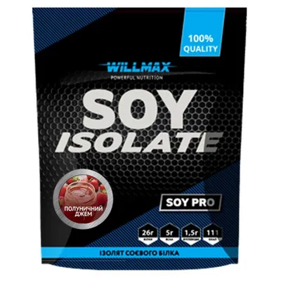 Протеїн соєвий ізолят Willmax Soy Isolate, полуничний джем 900 г