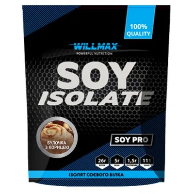 Протеїн соєвий ізолят Willmax Soy Isolate, булочка з корицею, 900 г