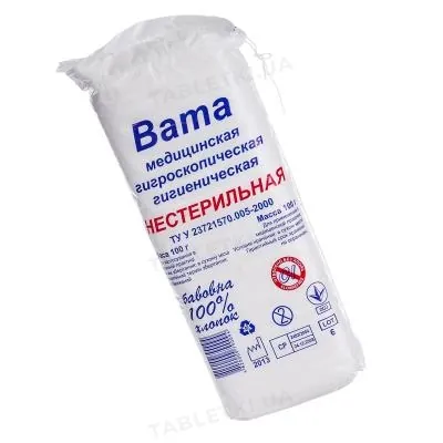 Вата нестерильна Кампус медична гігієнічна "Зіг-Заг", 100 г