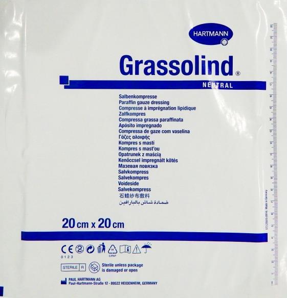 Повязка мазевая Grassolind neutral для ран на вазелиновой основе 20 см х 20 см стерильная, 1 штука