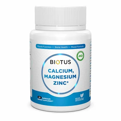 Комплекс Кальцій, магній, цинк та вітамін D3 Biotus Calcium Magnesium Zinc капсули №60