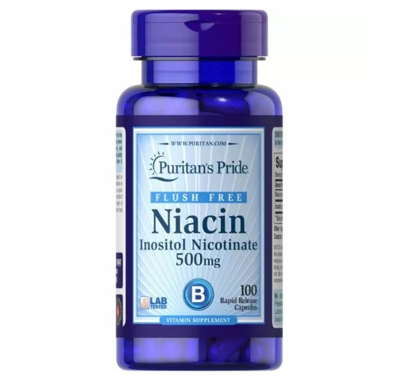 Ніацин Puritan's Pride Niacin Flush Free (as Inositol Nicotinate) 500 мг, 100 капсул