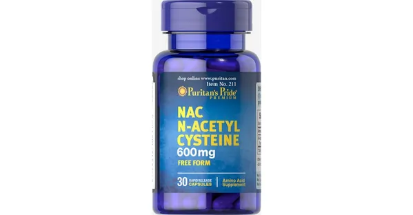 Амінокислота Ацетилцистеїн Puritan's Pride N-Acetyl Cysteine (NAC), 600 мг, 30 капсул