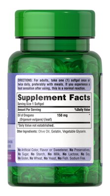 Масло орегано Puritan's Pride Oil of Oregano Extract 150 мг, 90 гелевых капсул