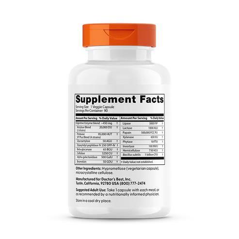 Ферменты для пищеварения Doctor's Best Digestive Enzymes, 90 капсул