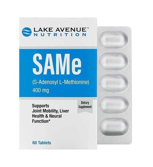 Аденозилметіонін Lake Avenue Nutrition SAMe (S-Adenosyl L-Methionine) 400 мг, 60 таблеток