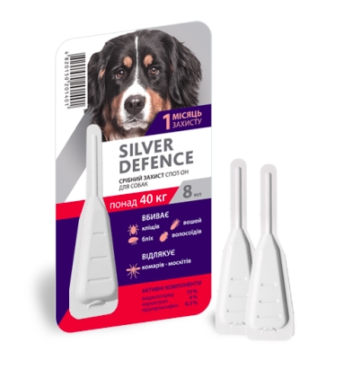 Капли на холку Palladium Silver Defence от паразитов для собак весом от 40 кг, 1 пипетка