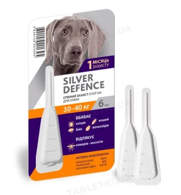 Краплі на холку Palladium Silver Defence від паразитів для собак вагою від 30 до 40 кг, 1 піпетка