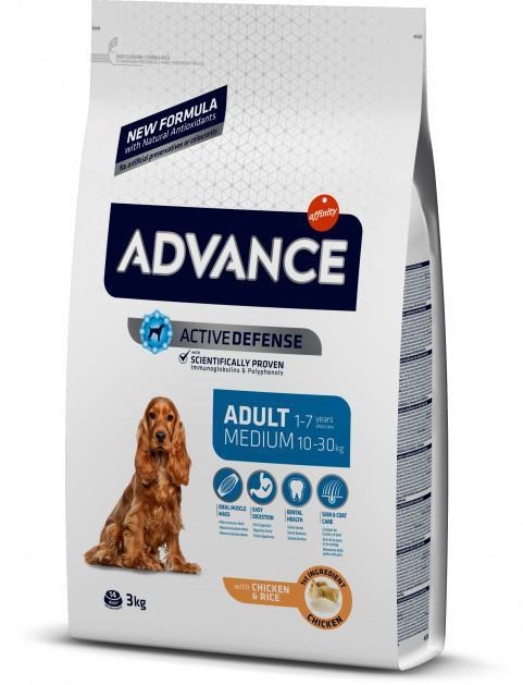 Корм сухой для взрослых собак средних пород Advance Dog Medium Adult с курицей и рисом, 3 кг