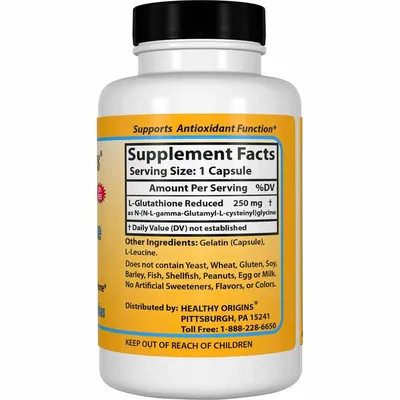 Глутатіон Healthy Origins Setria L-Glutathione Reduced 250 мг, 150 капcул :  інструкція + ціна в аптеках