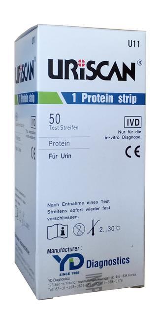Тест-полоски URISCAN для исследования мочи U11 Protein Strip (белок), 50 штук во флак.