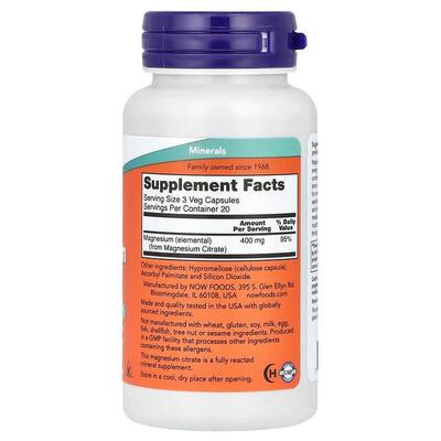 Магнію цитрат NOW Magnesium Сitrate 400 мг капсули №60