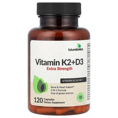 Витамин Д3+К2 Futurebiotics Vitamin D3+К2 extra strength 10000 МЕ/120 мкг, 120 капсул