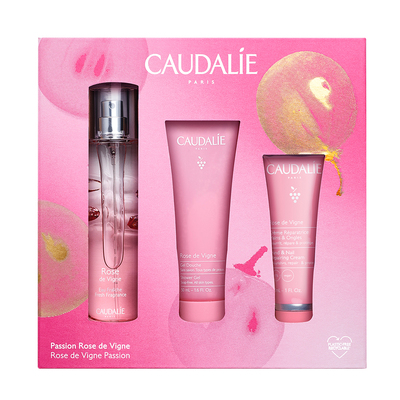 Набор Caudalie Rose De Vigne (Энергетическая туалетная вода 50мл, Гель для душа 50мл, Крем для рук 30мл)
