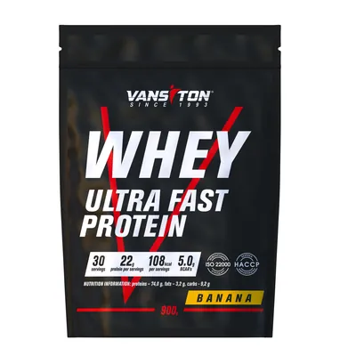 Протеїн сироватковий концентрат Vansiton Ultra Fast Protein, банан, 900 г