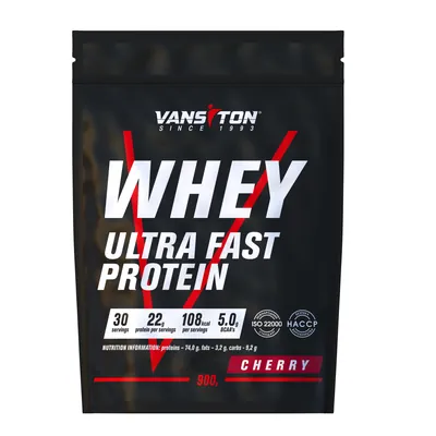 Протеїн сироватковий концентрат Vansiton Ultra Fast Protein, вишня, 900 г