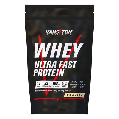Протеїн сироватковий концентрат Vansiton Ultra Fast Protein, ваніль, 450 г
