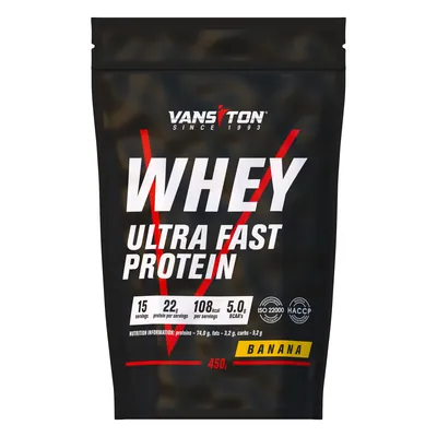 Протеїн сироватковий концентрат Vansiton Ultra Fast Protein, банан, 450 г