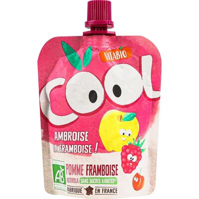 Пюре фруктовое Vitabio Cool Fruits с яблоком и малиной, 90 г